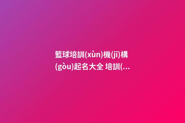 籃球培訓(xùn)機(jī)構(gòu)起名大全 培訓(xùn)機(jī)構(gòu)公司好聽的-第1張-公司起名-玄機(jī)派